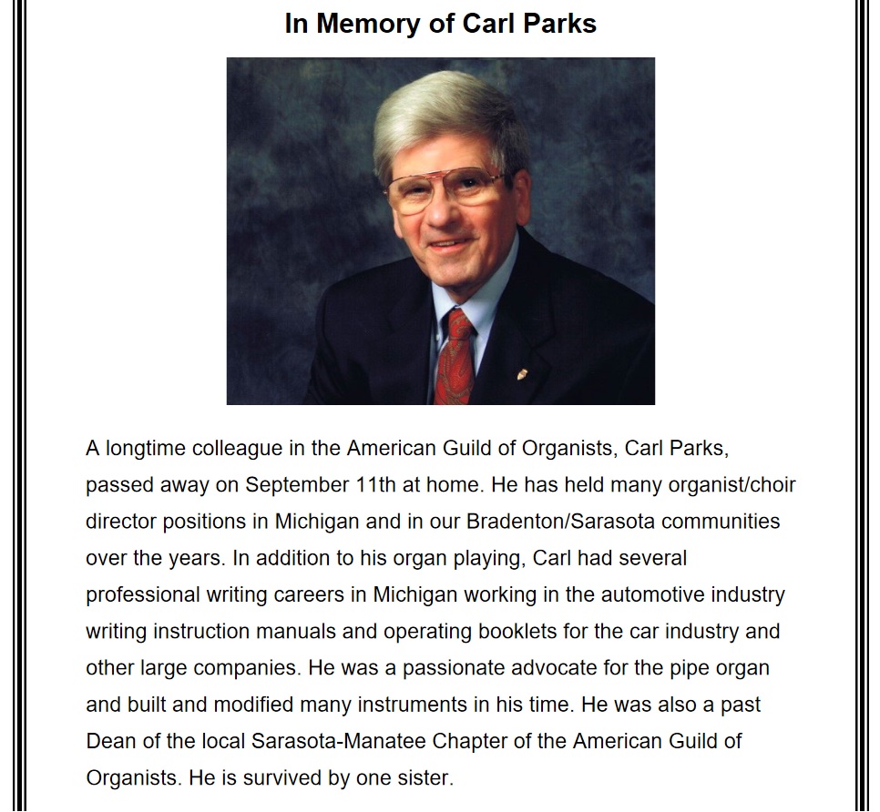 Carl's Obituary